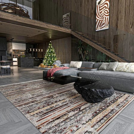 Çok Renkli Çizgili Salon Halısı Kaymaz Tabanlı Dijital Baskı Etnik Koridor Modeli