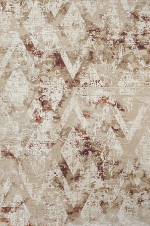 Krem Geometrik Desenli Kaymaz Tabanlı Modern Salon Halısı Koridor Halısı