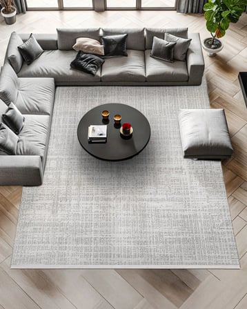 Gri Soyut Desenli Kaymaz Taban Salon Halısı Dijital Baskı Koridor