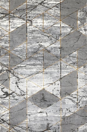 Gri Modern Geometrik Salon Halısı Kaymaz Taban Pamuk-Polyester Karışım Koridor Tipi