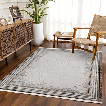 Gri Geometrik Salon Halısı Dijital Baskı Kaymaz Tabanlı Modern Koridor