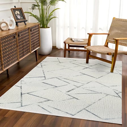 Gri Geometrik Modern Dijital Baskı Salon Halısı Kaymaz Tabanlı Koridor Uyumlu