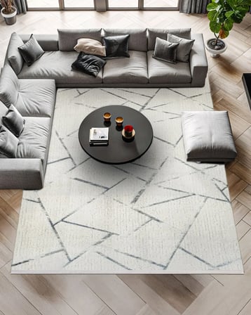 Gri Geometrik Modern Dijital Baskı Salon Halısı Kaymaz Tabanlı Koridor Uyumlu