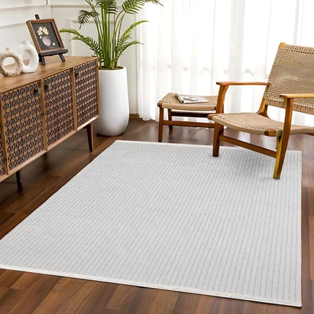 Gri Modern Kabartmalı Salon Halısı Kaymaz Tabanlı Pamuk-Polyester Karışım Dijital Baskı