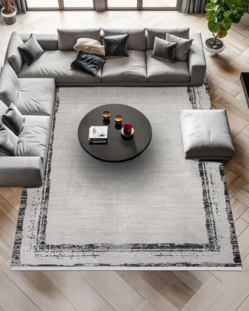 Antrasit Modern Soyut Dijital Baskı Salon Halısı Kaymaz Tabanlı Koridor