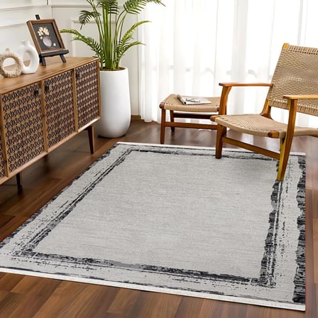 Antrasit Modern Soyut Dijital Baskı Salon Halısı Kaymaz Tabanlı Koridor
