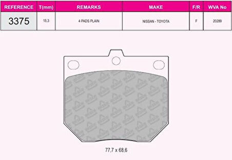 Beşer 3375 Ön Fren Balata Nissan Pick Up 80-83 41060N300