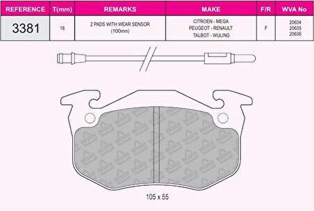Beser 3381 Ön Fren Balatası R9 Ym R19 Clıo III Express Saxo 1.0I.1.1I.1.4I (Fıslı) Saxo P106 P306 P405 (Hava Soğutmasız Ondısk Icın)