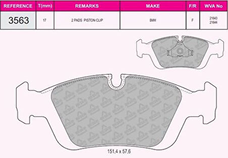 Beşer 3563 Fren Balatası Ön BMW E46 E36 91-04 34111160356