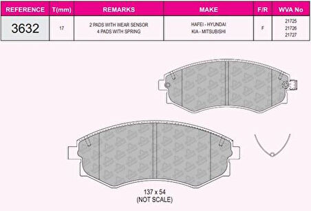 Beşer 3632 Ön Fren Balatası Hyundai Elantra 90-97 Sonata 90-98 Coupe 96-98 Musso 99-04 Korando 99-03 5810133A00
