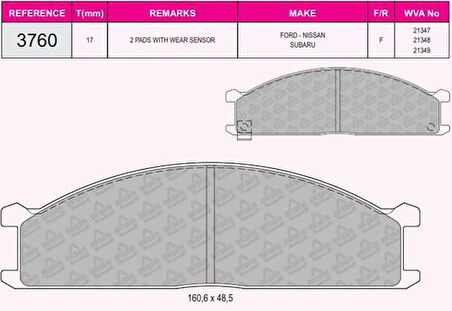 Beser 3760 Fren Balatası Ön Nıssan Pıck Up D22 Td25 98-02 Pathfınder 86-95 Urvan 95-01