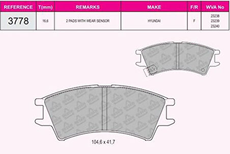 Beser 3778 Ön Fren Balatası Atos 98 01