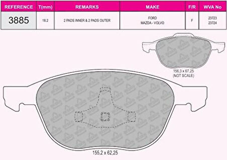 Beser 3885 Ön Fren Balatası Focus II 04 > Focus II C Ma04>07 C Ma07 > Focus III 11 > 1.6Eco 1.6Tdcı 1.8Tdcı 2.0Tdcı Kuga 2.0Tdcı 07 > Mazda III Mazda V Volvo C30 C70 II S40 II V50 03>