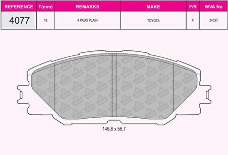 Beşer 4077 Ön Fren Balatası Toyota RAV4 06-11 Corolla Auris 1.33 1.4 1.6 2006- 0446542140