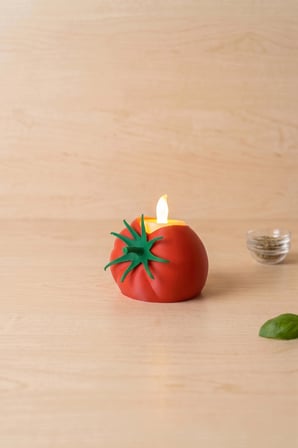 domates tasarımlı mumluk - dekoratif masa ve mutfak aksesuarı - hediyelik ev dekoru aksesuar - bioplastik