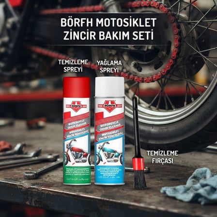 Börfh Motosiklet Zincir Temizleyici ve Yağlayıcı Sprey Seti