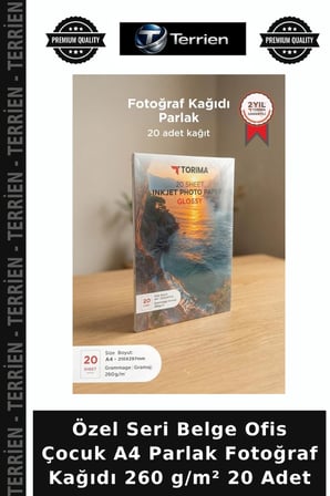 Özel Seri Belge Ofis Çocuk A4 Parlak Fotoğraf Kağıdı 260 g/m² 20 Adet