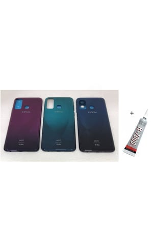 EN-CAG Infinix Hot 9 Uyumlu Arka Batarya Pil Kapağı Mor (B7000 15 ml Yapıştırıcı) BSS