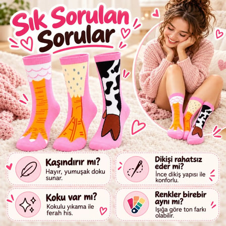 EN-CAG Kadın 6'lı Pembe Hayvan Desenli Soket Çorap Seti | İnek Figürlü Sevimli ve Eğlenceli Günlük Çoraplar · RENK: Çok Renkli · BEDEN: 36-40 · ADET: 6 BSS
