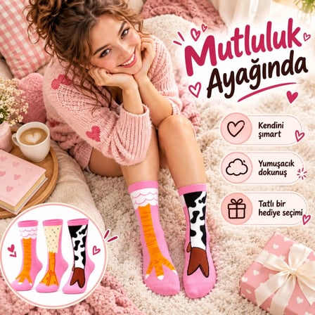 EN-CAG Kadın 6'lı Pembe Hayvan Desenli Soket Çorap Seti | İnek Figürlü Sevimli ve Eğlenceli Günlük Çoraplar · RENK: Çok Renkli · BEDEN: 36-40 · ADET: 6 BSS