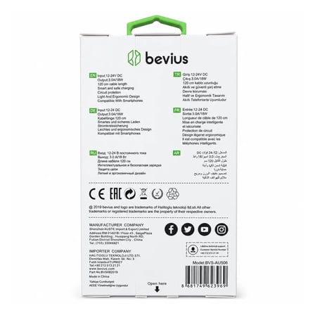 EN-CAG Micro USB Beyaz 18W QC 3.0 Kablolu Araç Şarj Cihazı BVS-AU506 BSS