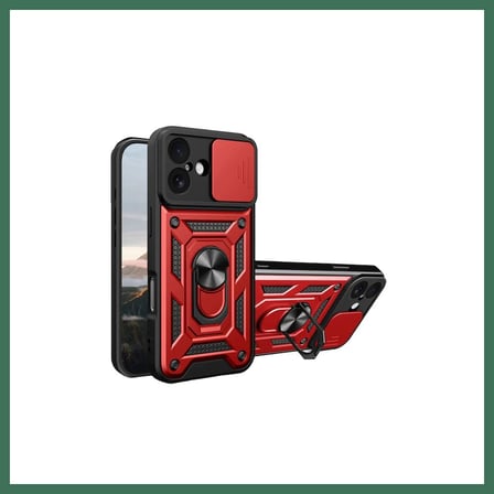 EN-CAG iPhone 17 Uyumlu Pars Lens Yüzüklü Silikon - Kırmızı BSS