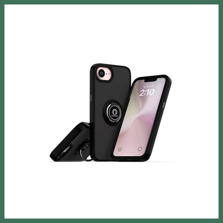 EN-CAG iPhone 16E Uyumlu Kılıf Montreal Yüzüklü Silikon Kapak - Siyah BSS