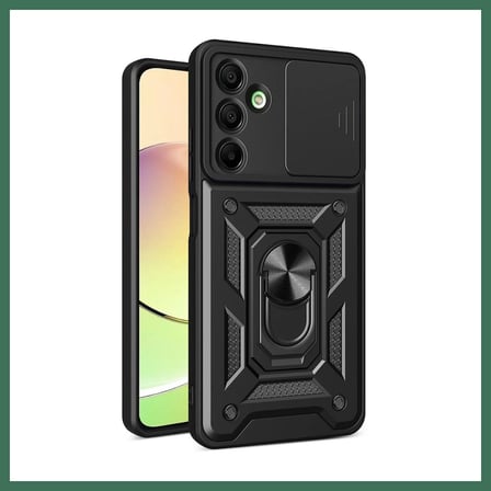 EN-CAG Samsung Galaxy A56 Uyumlu Kılıf Pars Lens Yüzüklü Silikon - Siyah BSS