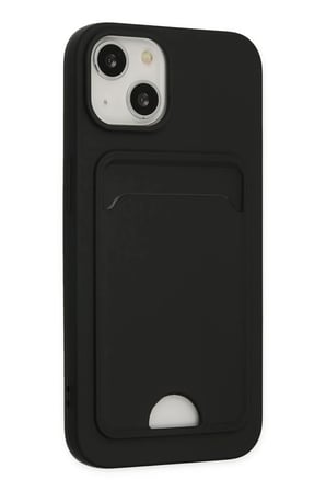 EN-CAG iPhone 14 Plus Uyumlu Kılıf Kelvin Kartvizitli Silikon - Siyah BSS