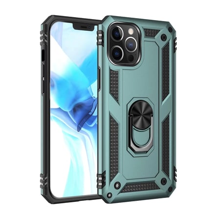 EN-CAG iPhone 12 Pro Max Uyumlu Kılıf Sofya Yüzüklü Silikon Kapak - Yeşil BSS