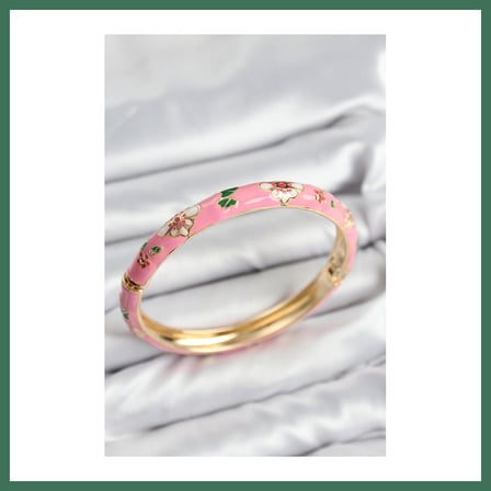 EN-CAG Mineli Pirinç Pembe Çiçek Motifli Gold Kadın Kelepçe BSS