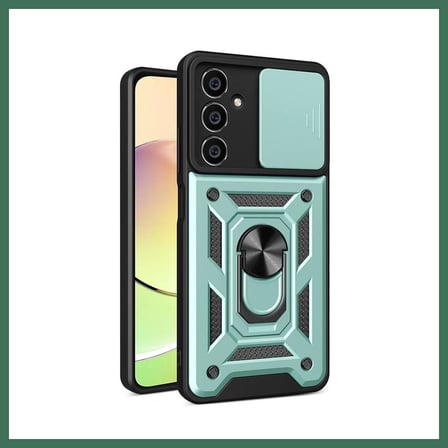 EN-CAG Samsung Galaxy A05S Uyumlu Kılıf Pars Lens Yüzüklü Silikon - Yeşil BSS