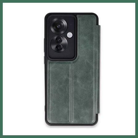 EN-CAG Reno 11F Uyumlu Kılıf Flip Cover - Koyu Yeşil BSS