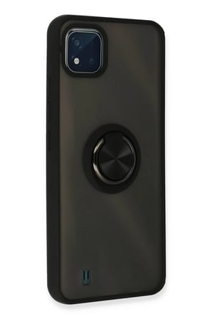 EN-CAG Realme C11 2021 Uyumlu Kılıf Montreal Yüzüklü Silikon Kapak - Siyah BSS