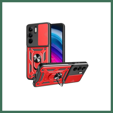 EN-CAG Realme C75 4G Uyumlu Kılıf Pars Lens Yüzüklü Silikon - Kırmızı BSS