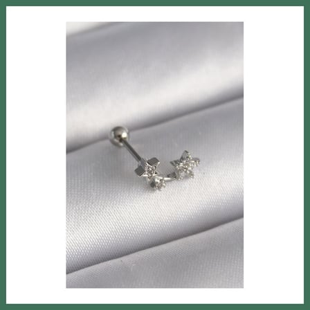 EN-CAG 316L Çelik Gümüş Renk Zirkon Taşlı Yıldız Tragus Piercing BSS