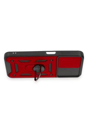 EN-CAG Samsung Galaxy M14 5G Uyumlu Kılıf Pars Lens Yüzüklü Silikon - Kırmızı BSS