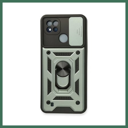 EN-CAG Realme C11 2021 Uyumlu Kılıf Pars Lens Yüzüklü Silikon - Yeşil BSS