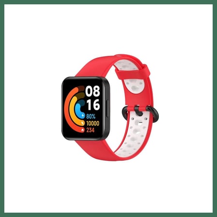 EN-CAG Redmi Watch 2 Spor Delikli Kordon - Kırmızı-Beyaz BSS