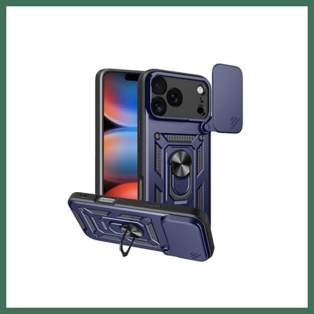 EN-CAG iPhone 17 Pro Uyumlu Pars Lens Yüzüklü Silikon - Lacivert BSS