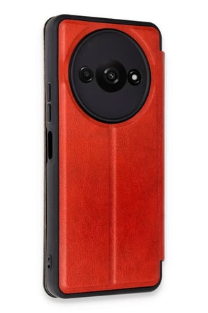 EN-CAG Redmi A3 4G Uyumlu Kılıf Flip Cover - Kırmızı BSS
