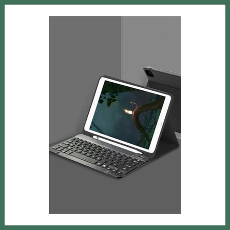 EN-CAG Samsung Galaxy T220 Tab A7 Lite Kılıf KC01 Smart Klavyeli Tablet Kılıfı - Siyah BSS