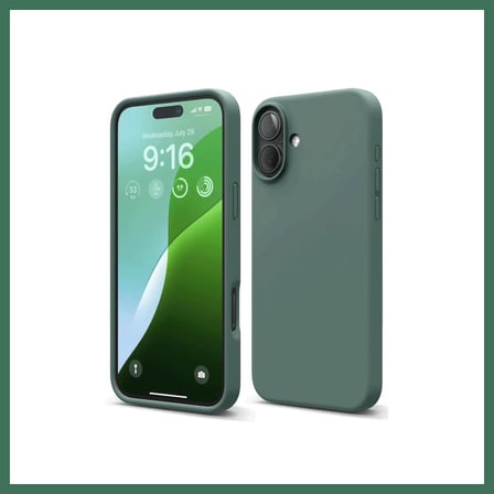 EN-CAG iPhone 16 Plus Uyumlu Kılıf Nano içi Kadife Silikon - Koyu Yeşil BSS