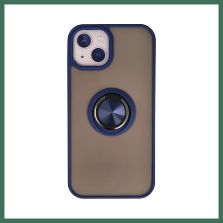 EN-CAG iPhone 15 Uyumlu Kılıf Montreal Yüzüklü Silikon Kapak - Lacivert BSS