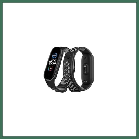EN-CAG Mi Band 6 Uyumlu Spor Delikli Kordon - Siyah-Gri BSS