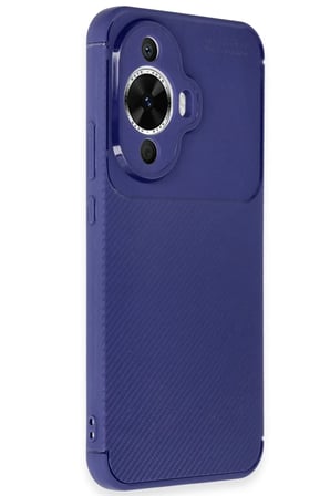 EN-CAG Huawei Nova 12S Uyumlu Kılıf Auto Focus Karbon Kapak - Lacivert BSS