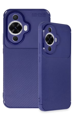EN-CAG Huawei Nova 12S Uyumlu Kılıf Auto Focus Karbon Kapak - Lacivert BSS