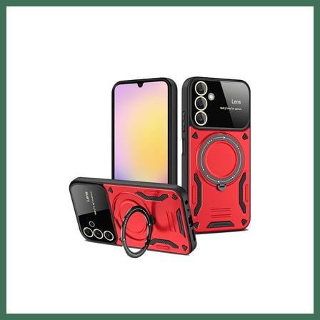EN-CAG Samsung Galaxy A05S Uyumlu Kılıf Joy Lens Standlı Kapak - Kırmızı BSS