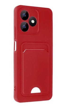 EN-CAG Realme Note 50 4G Uyumlu Kılıf Kelvin Kartvizitli Silikon - Kırmızı BSS