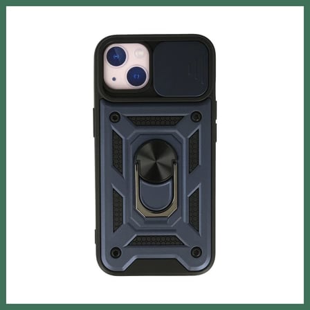 EN-CAG iPhone 13 Uyumlu Kılıf Pars Lens Yüzüklü Silikon - Lacivert BSS